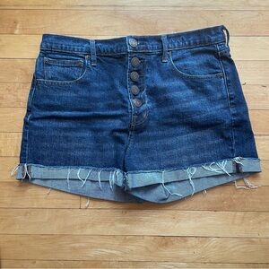 Gap high-rise button-fly roll-hem cutoff denim shorts - 3” inseam in dark indigo